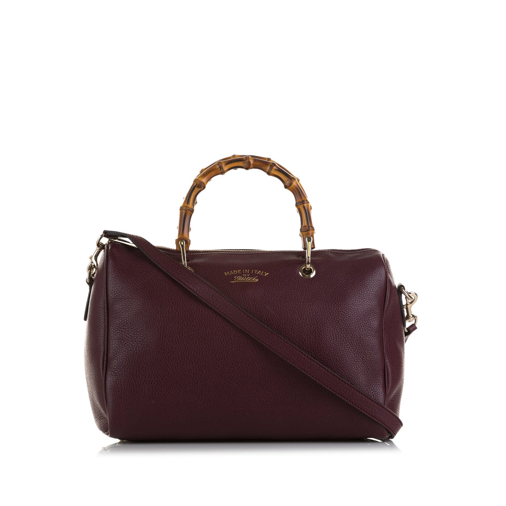 Gucci Boston Bamboo Shopper Red Leather