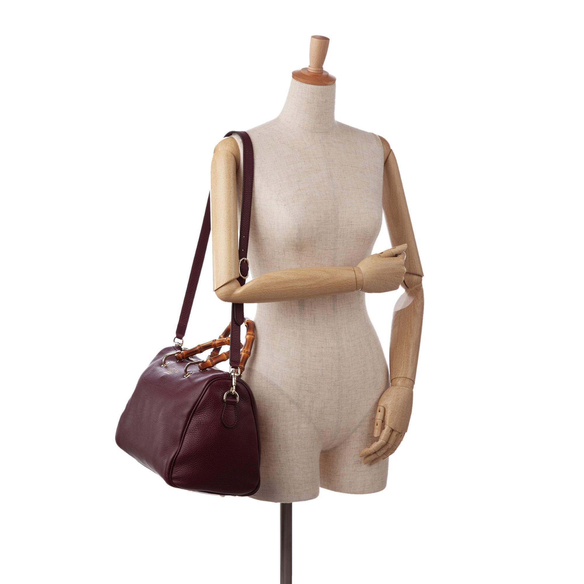 Gucci Boston Bamboo Shopper Red Leather