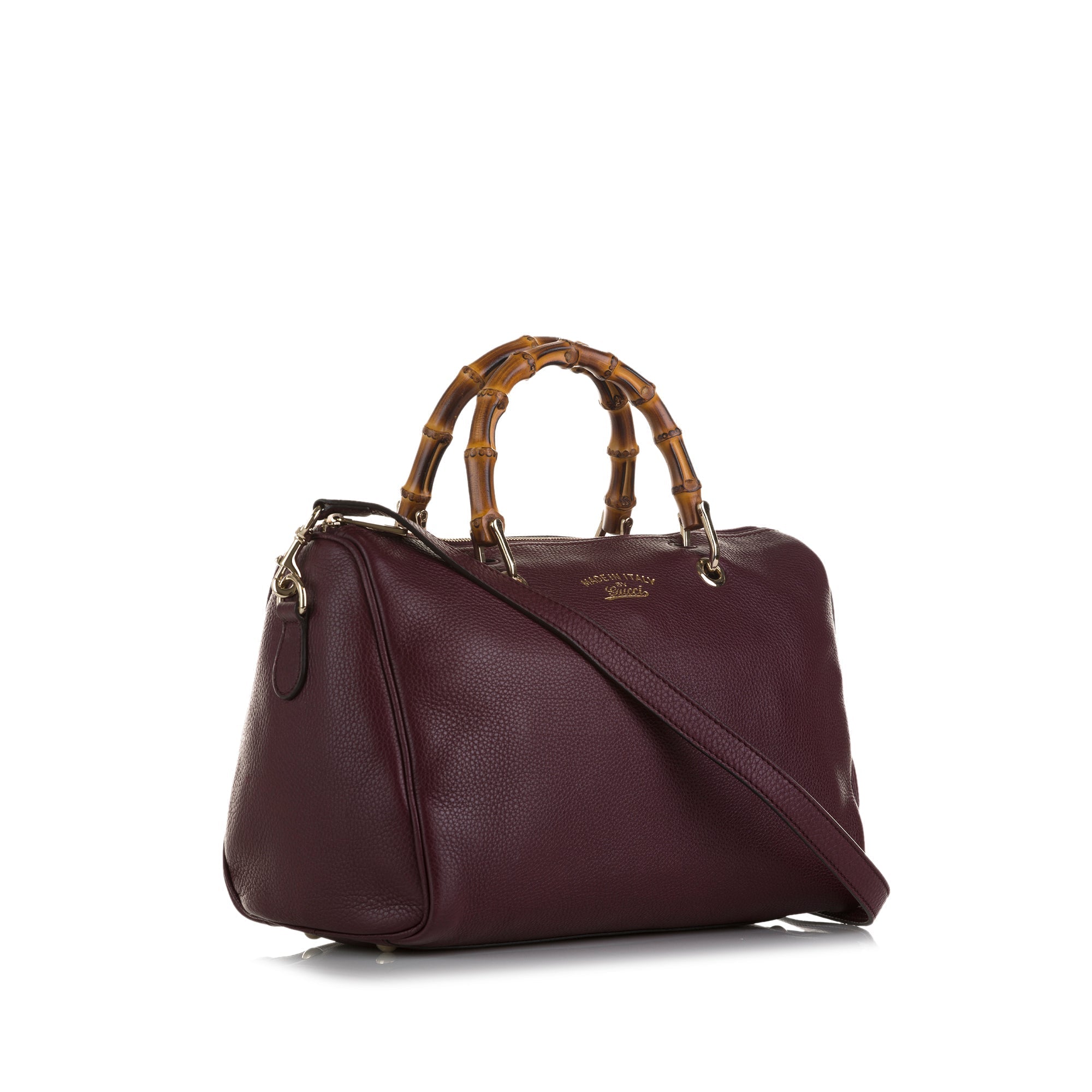 Gucci Boston Bamboo Shopper Red Leather