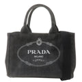 PRADA Logo Canapa Mini Canvas 2Way Hand Bag Denim Black 1BG439