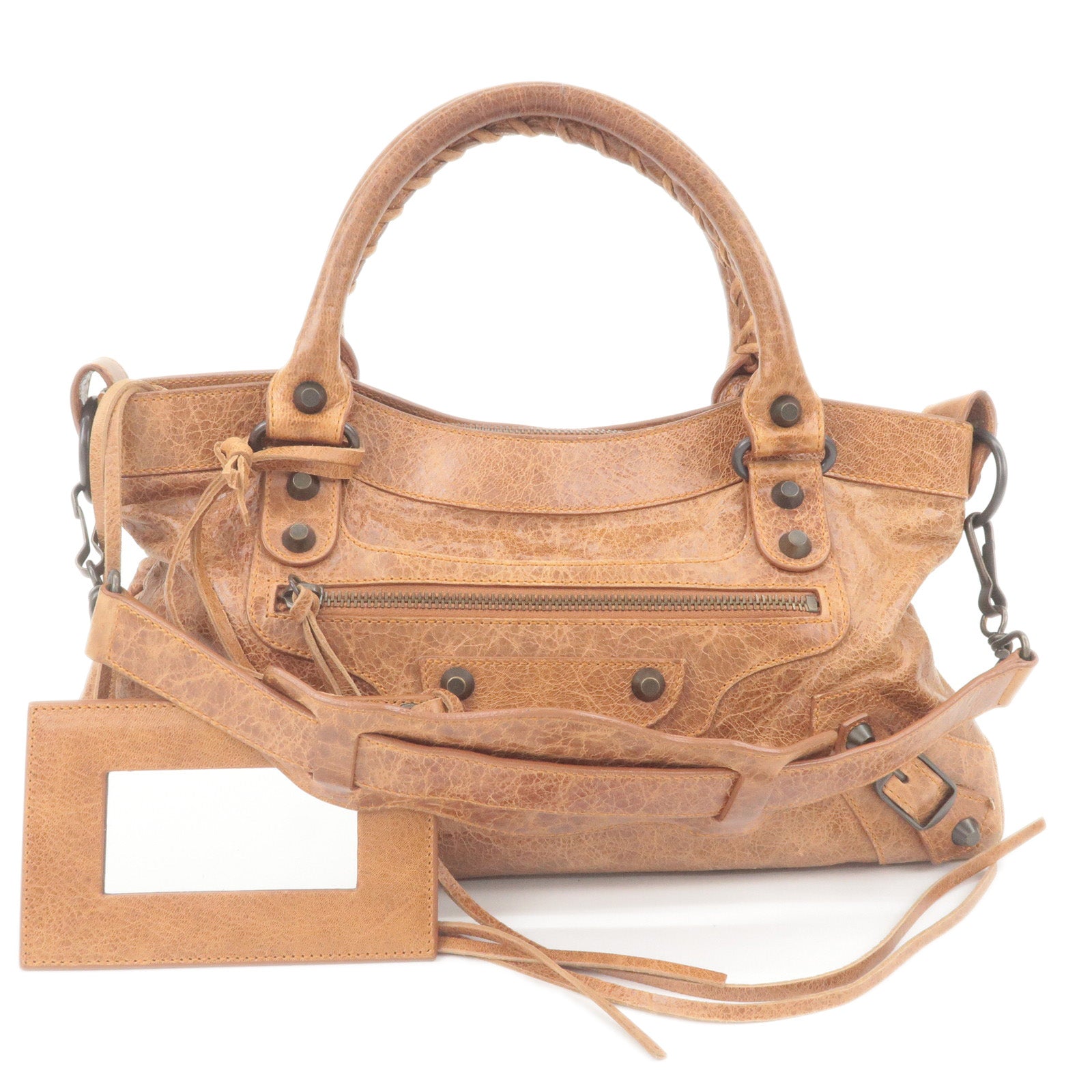 BALENCIAGA The First Leather 2Way Bag Hand Bag Brown 103208