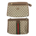 GUCCI Set of 2 Old Gucci GG Plus Leather Clutch Bag Beige Brown