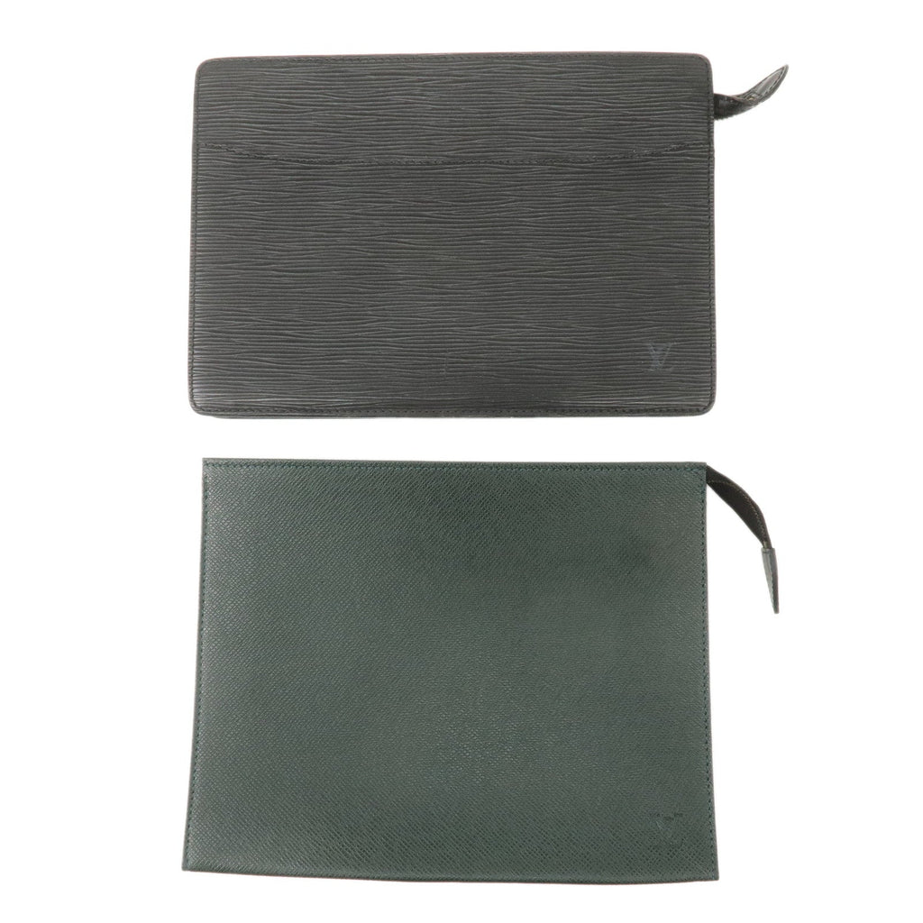 Louis Vuitton Epi Taiga Set of 2 Cluch Bag Green Black M52522