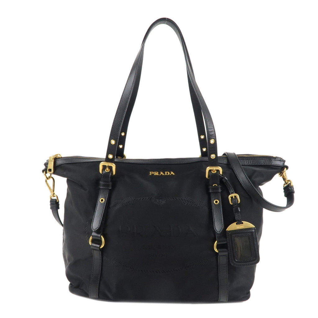 PRADA Logo Nylon Leather 2WAY Bag Shoulder Bag Black