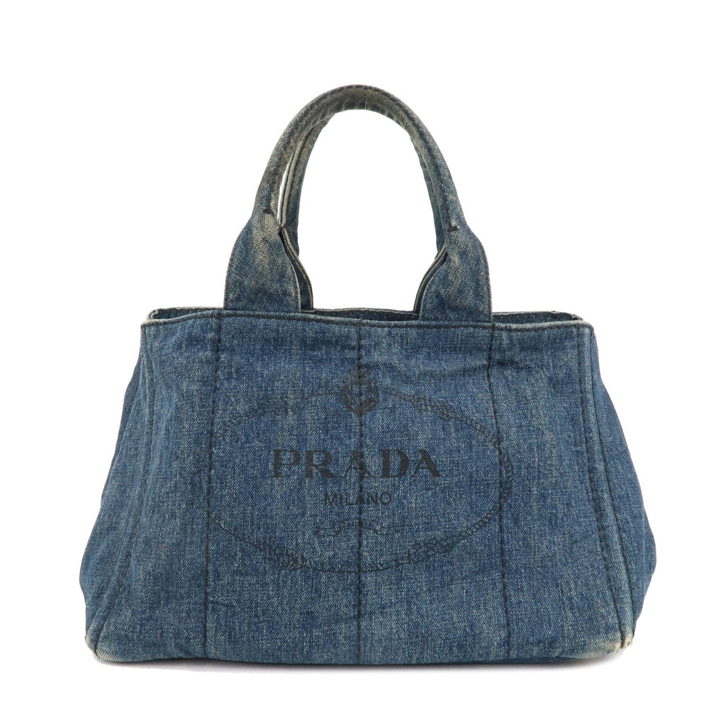 PRADA Canapa Denim Tote Bag Hand Bag Blue B1872B