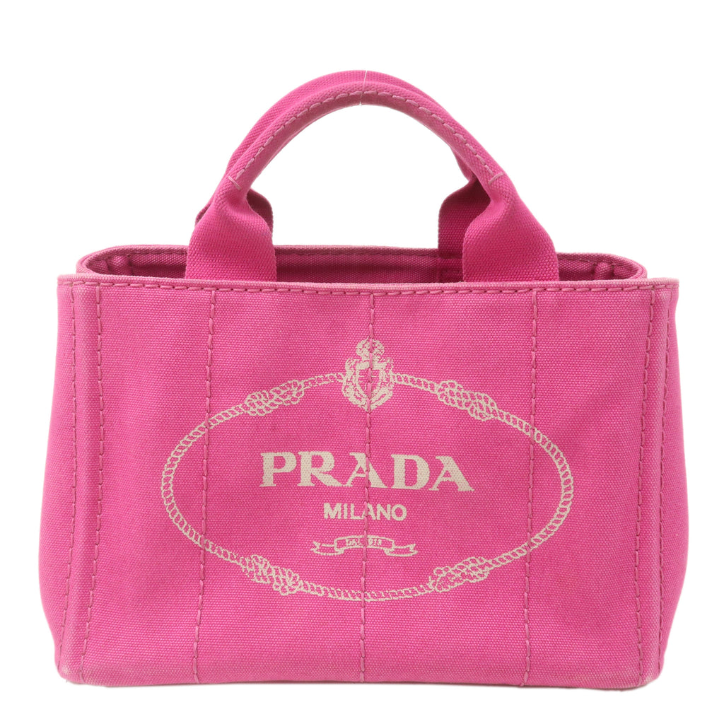 PRADA Canapa Mini Canvas Tote Bag Hand Bag Pink BN2439