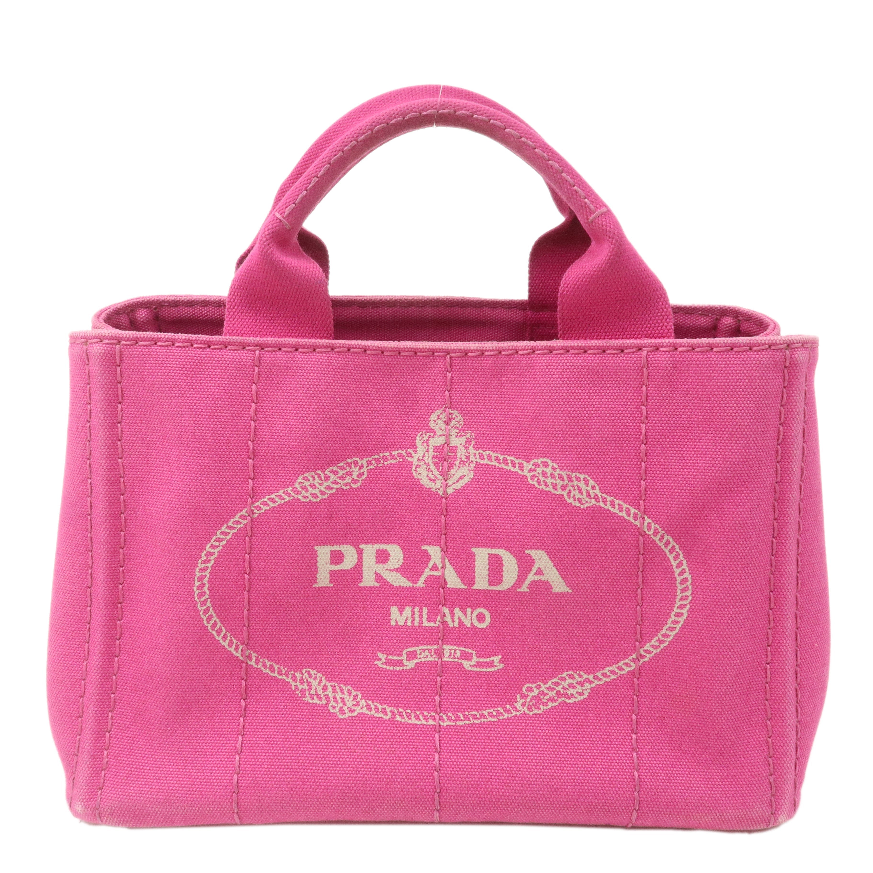 PRADA Canapa Mini Canvas Tote Bag Hand Bag Pink BN2439