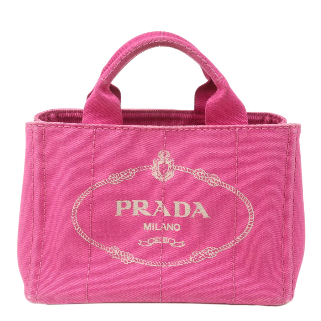PRADA Canapa Mini Canvas Tote Bag Hand Bag Pink BN2439