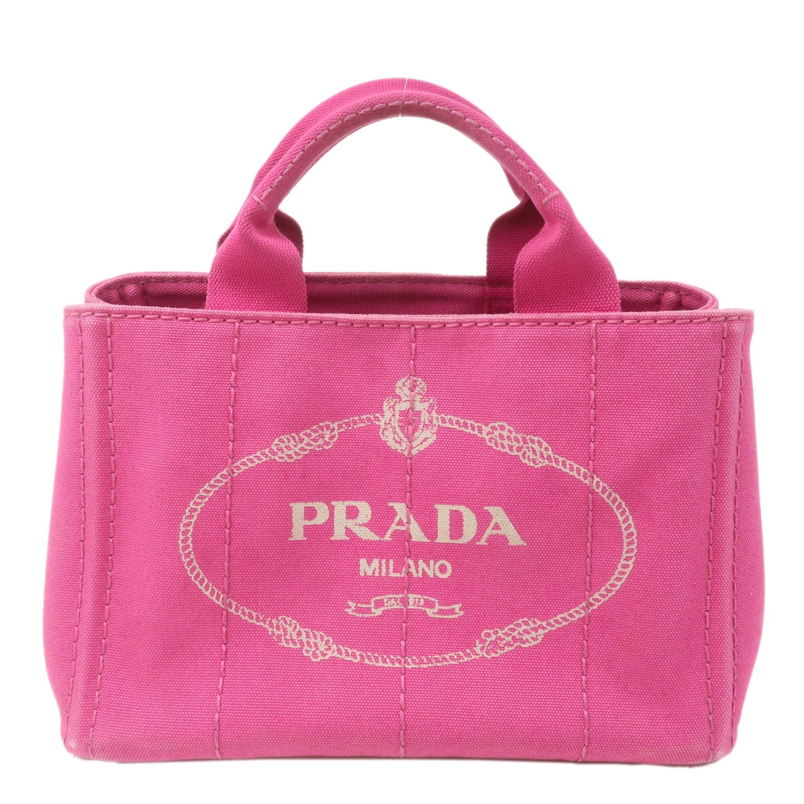 PRADA Canapa Mini Canvas Tote Bag Hand Bag Pink BN2439
