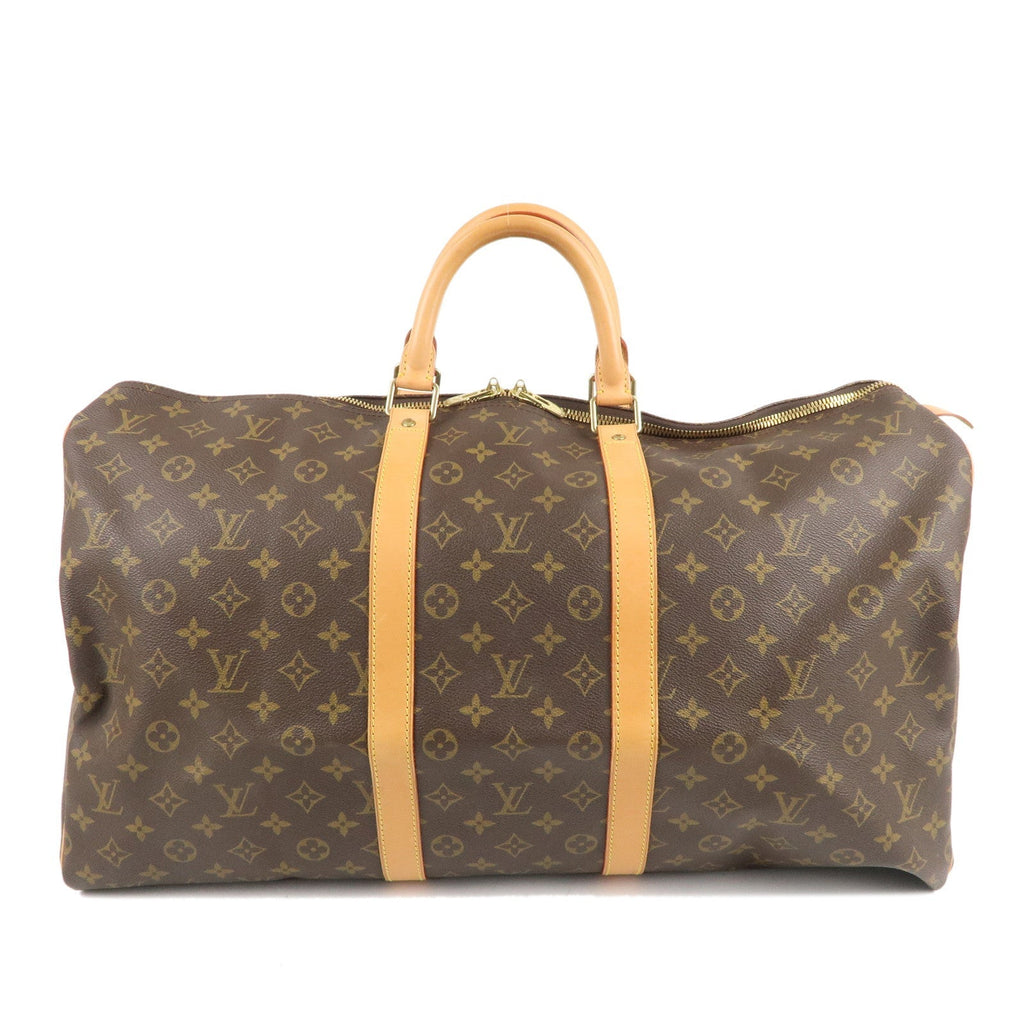 AuthenticLouis Vuitton Monogram Keep All 55 Boston Bag Brown M41424