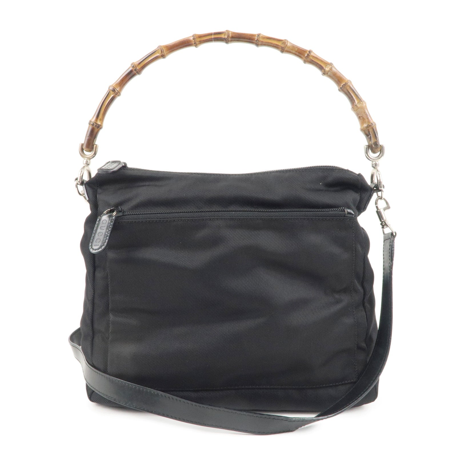 GUCCI Bamboo Nylon Leather 2WAY Bag Black 000・2404・0509