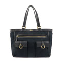 GUCCI Abbey GG Canvas Leather Tote Bag Hand Bag Black 146247