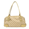 GUCCI Princy GG Canvas Leather Mini Boston Bag Beige Gold 161720