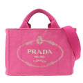 PRADA Logo Canapa Mini Canvas 2Way Shoulder Bag Pink B2439G