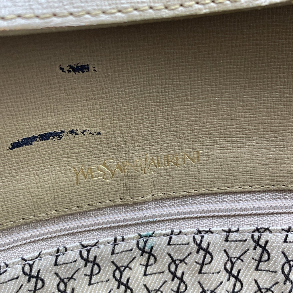 YVES SAINT LAURENT Vintage Giraffe Print Canvas Tote Satchel Bag