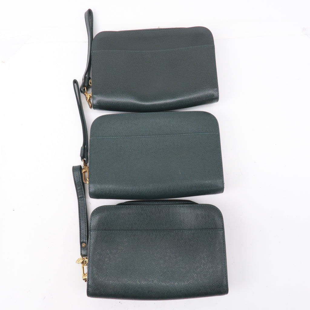 Louis Vuitton Set of 3 Taiga Baikal Clutch Bag Pouch Epicea M30184