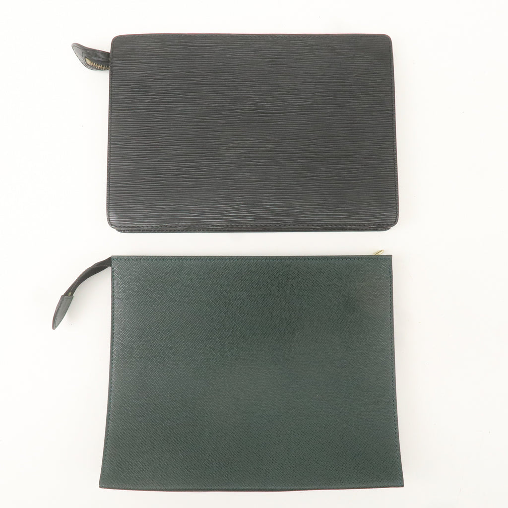 Louis Vuitton Epi Taiga Set of 2 Cluch Bag Green Black M52522