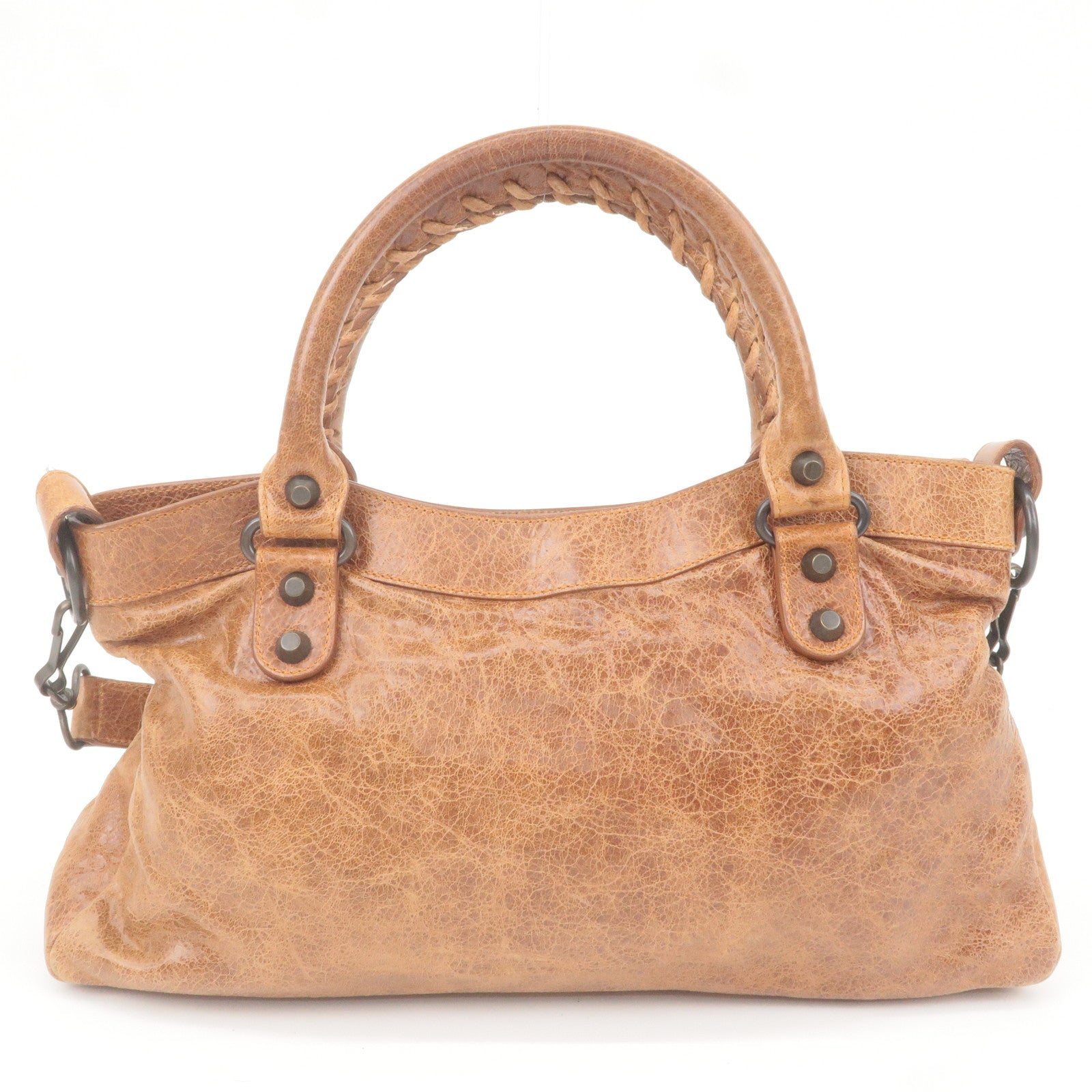 BALENCIAGA The First Leather 2Way Bag Hand Bag Brown 103208