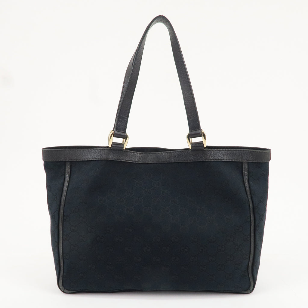GUCCI Abbey GG Canvas Leather Tote Bag Hand Bag Black 146247