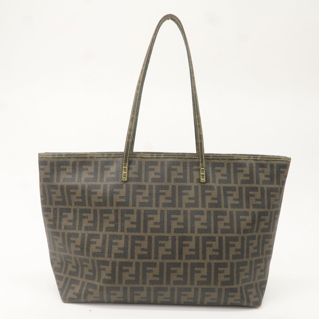 FENDI Zucca PVC Tote Bag Khaki Black Yellow 8BH185