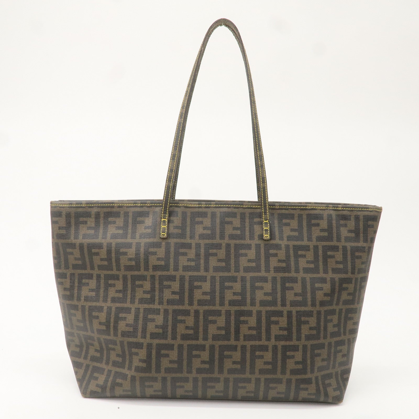 FENDI Zucca PVC Tote Bag Khaki Black Yellow 8BH185