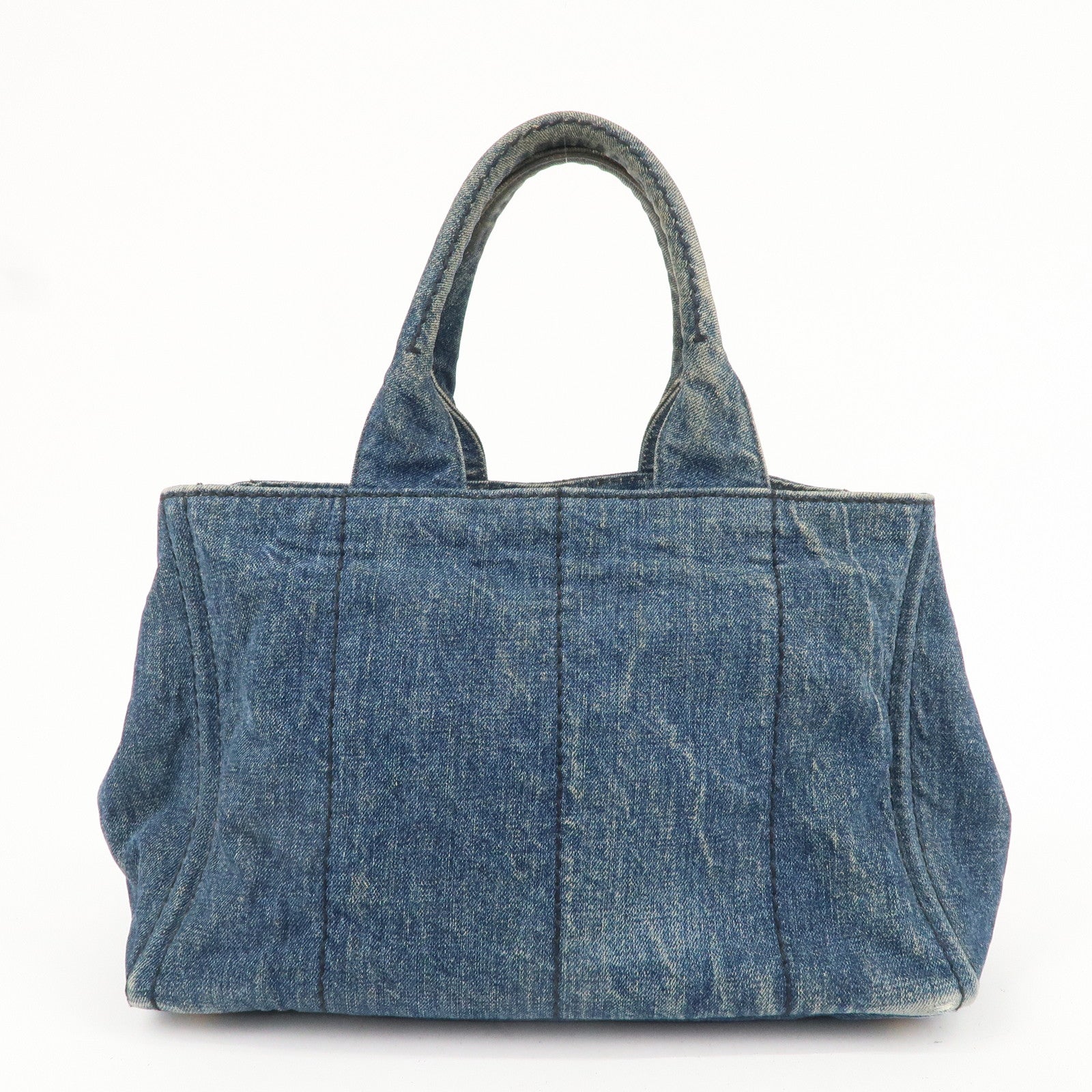 PRADA Canapa Denim Tote Bag Hand Bag Blue B1872B
