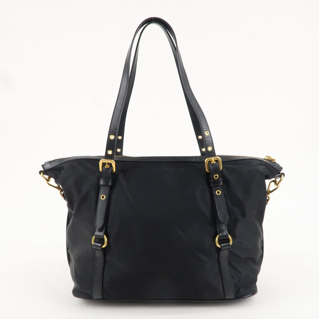 PRADA Logo Nylon Leather 2WAY Bag Shoulder Bag Black