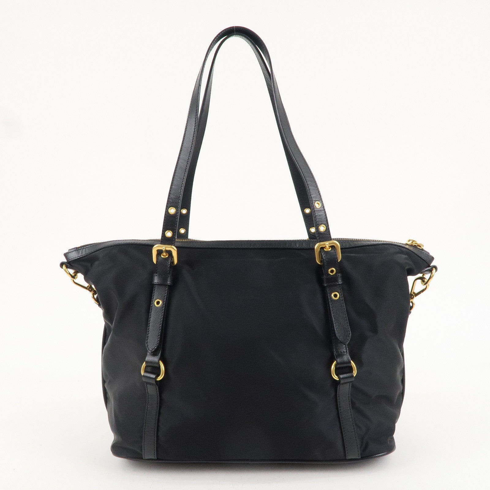 PRADA Logo Nylon Leather 2WAY Bag Shoulder Bag Black