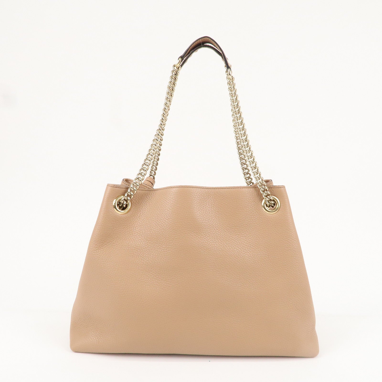 GUCCI SOHO Interlocking G Leather Chain Shoulder Bag Beige 536196