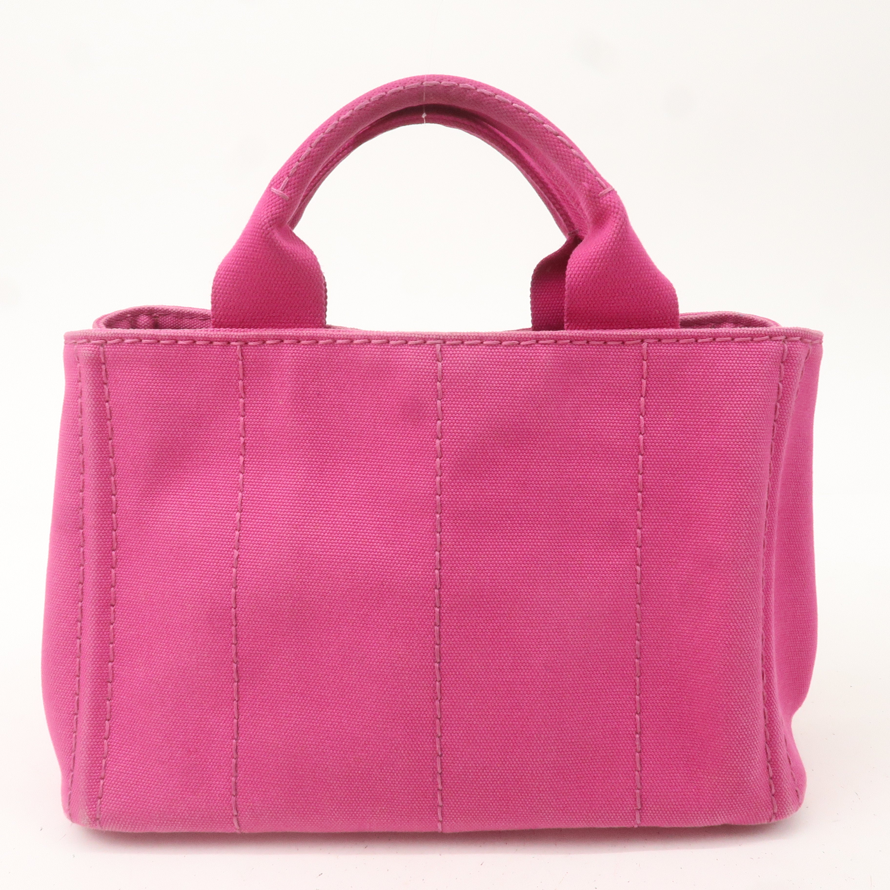 PRADA Canapa Mini Canvas Tote Bag Hand Bag Pink BN2439