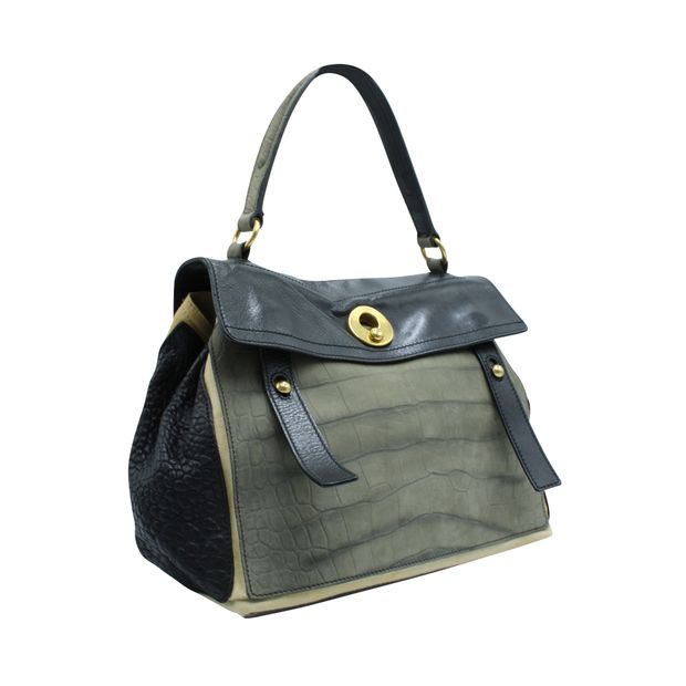 YVES SAINT LAURENT Vintage Crocodille Embossed Muse 2 Tote