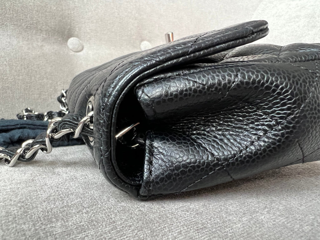 Chanel East West Flap in Black Caviar Silver Hardware