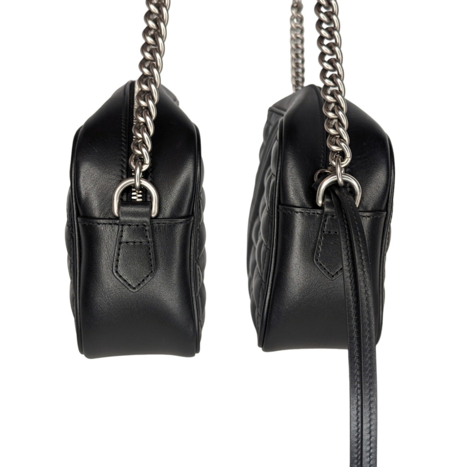 Gucci Black Small Aria Marmont Crossbody Matelasse Camera Bag