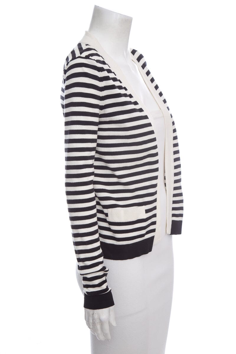 Chanel Black & White Stripe Open Cardigan SZ 36