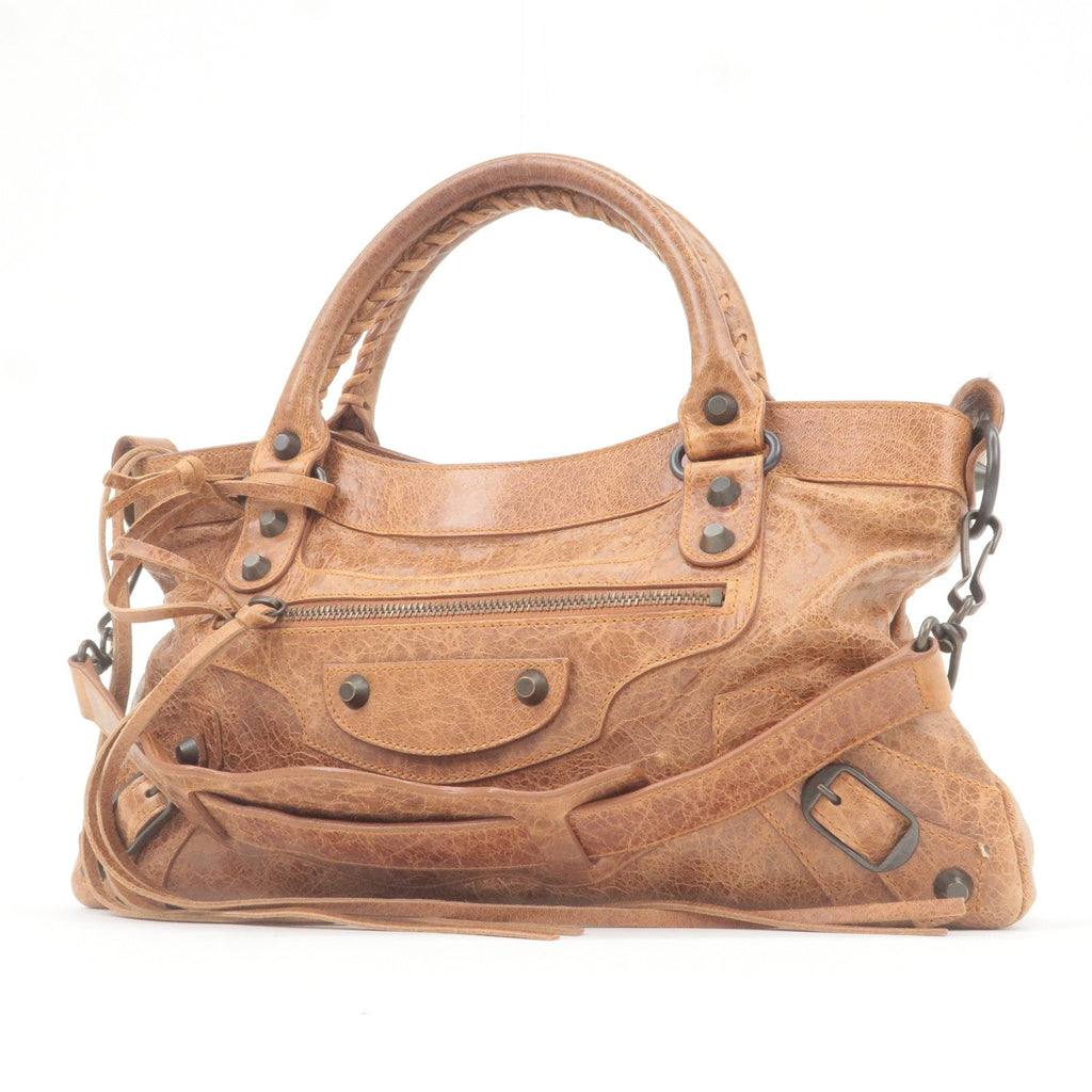BALENCIAGA The First Leather 2Way Bag Hand Bag Brown 103208