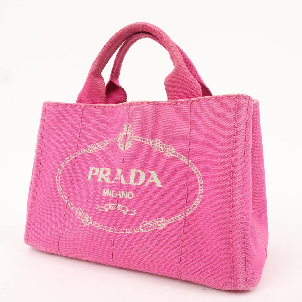 PRADA Canapa Mini Canvas Tote Bag Hand Bag Pink BN2439