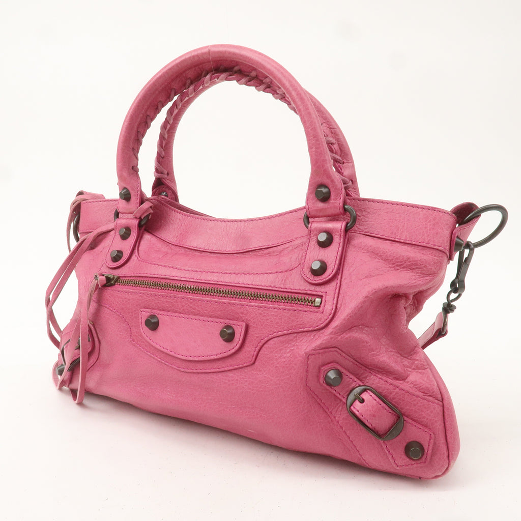BALENCIAGA The First Leather 2Way Bag Hand Bag Pink 103208