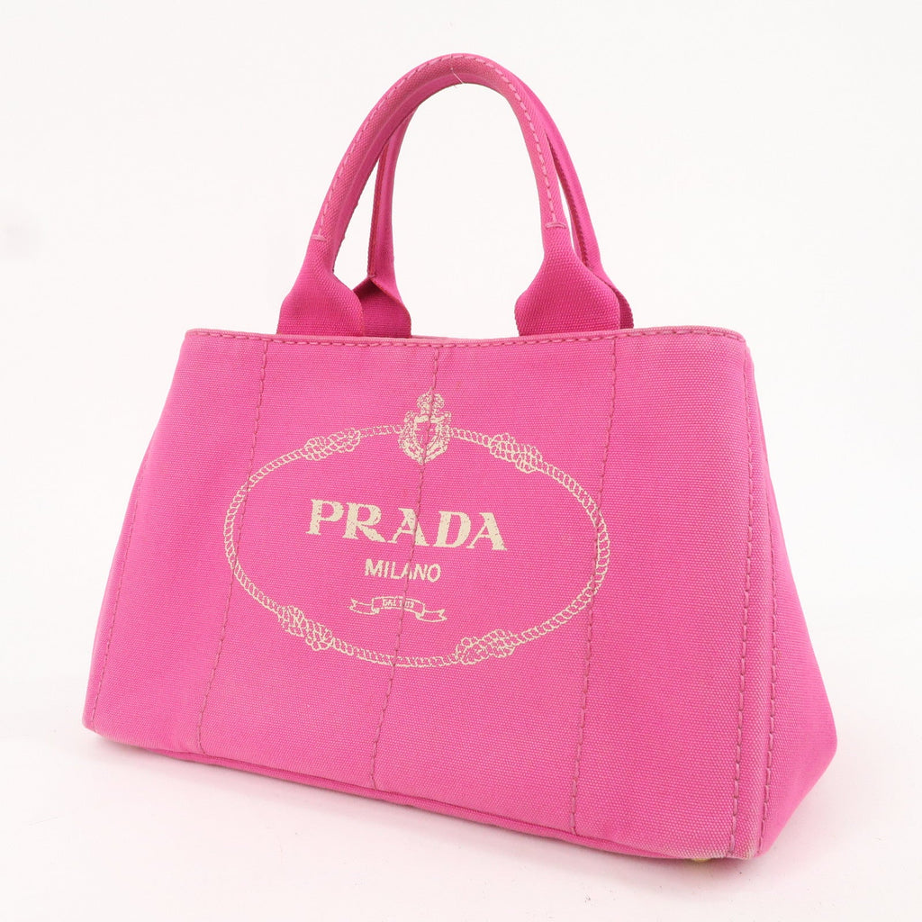 PRADA Canapa Canvas Tote Bag Hand Bag Pink BN1877