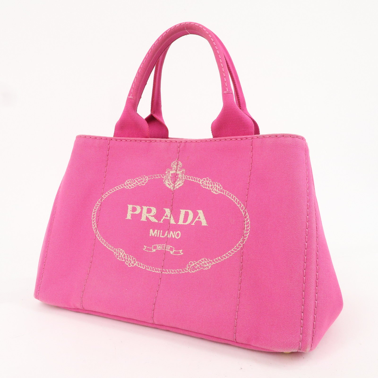 PRADA Canapa Canvas Tote Bag Hand Bag Pink BN1877