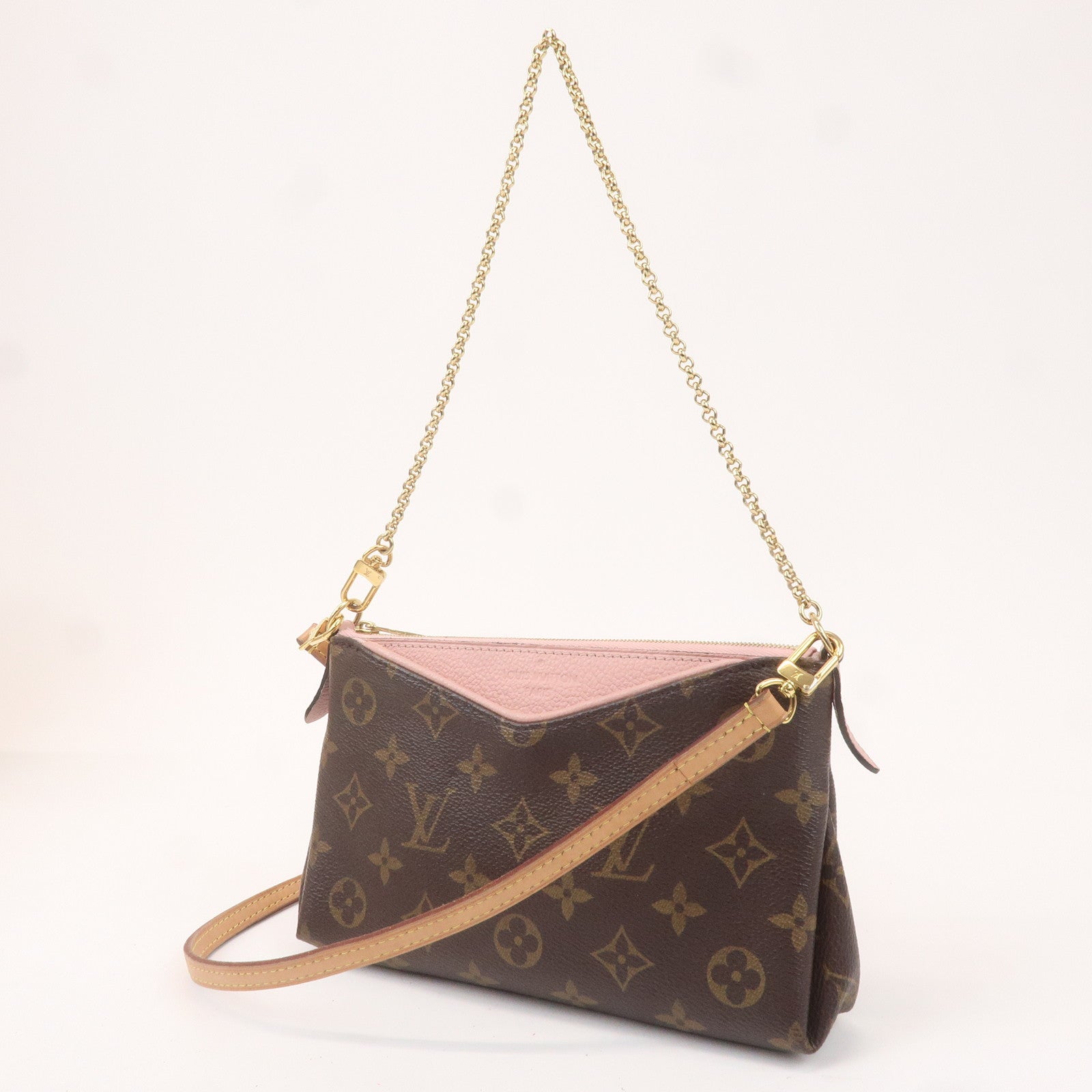 Louis Vuitton Monogram Pallas Clutch 2Way Shoulder Bag Pink M44037