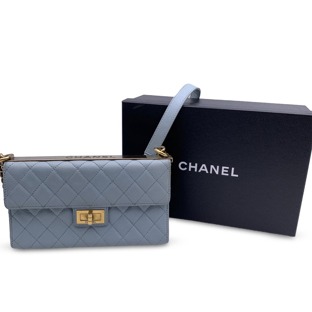 CHANEL Light Blue Quilted Leather Trendy Reissue Shoulder Bag