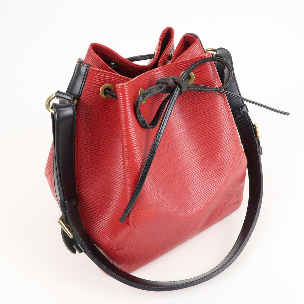 Louis Vuitton Epi Petit Noe Shoulder Bag Noir Castilian Red M44172