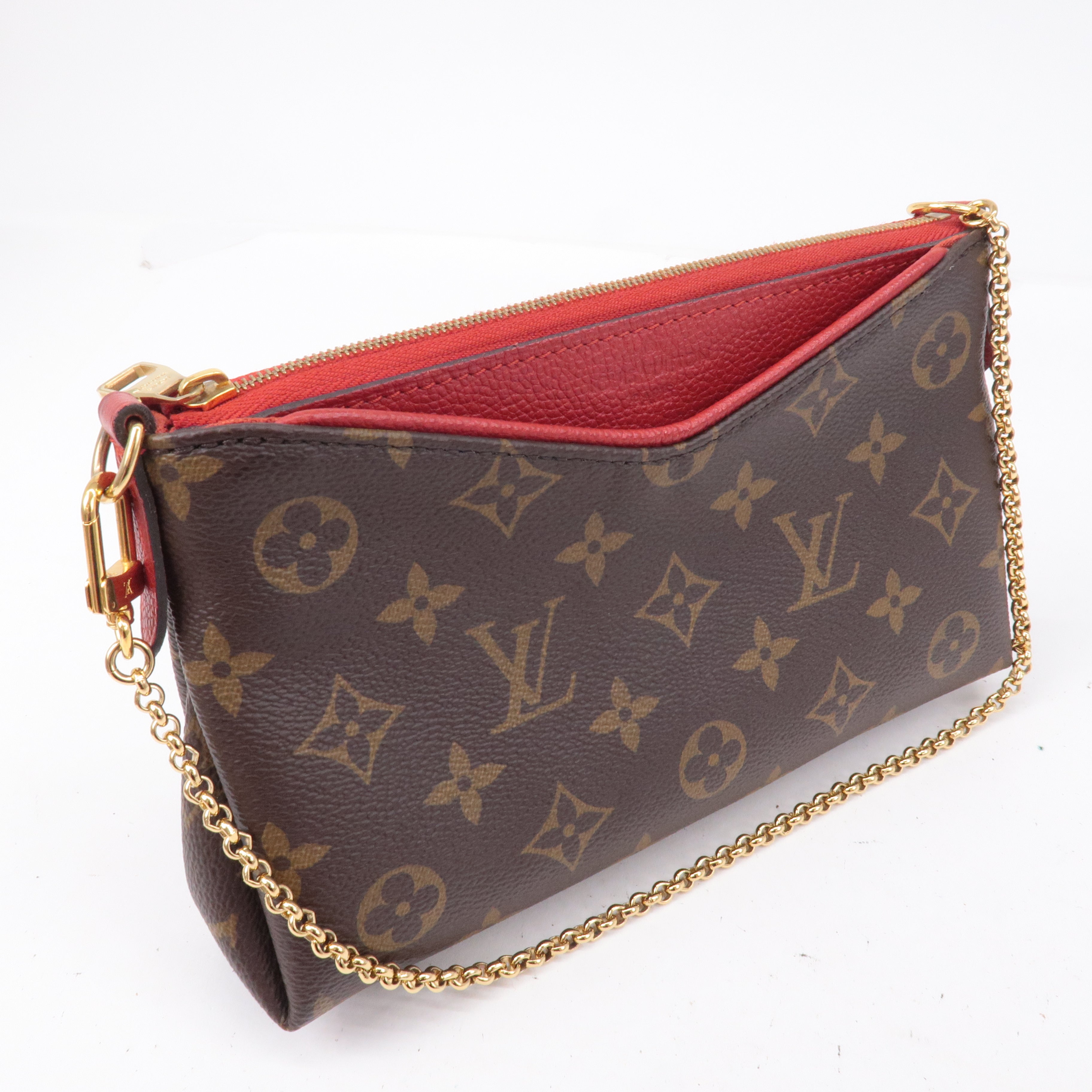 Louis Vuitton Monogram Pallas Clutch 2Way Bag Cerise M41638