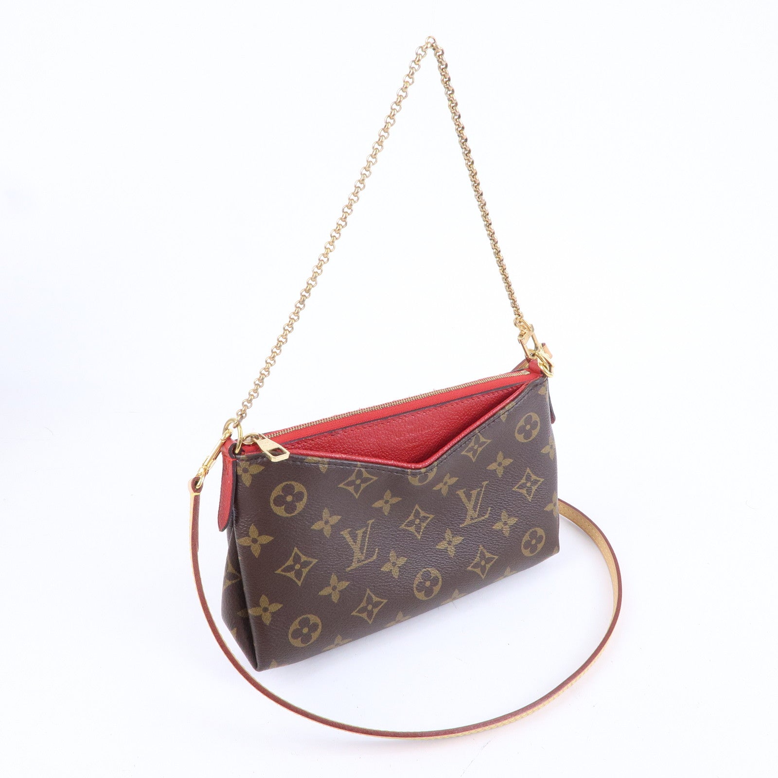 Louis Vuitton Monogram Pallas Clutch 2 Way Bag Cerise M41638