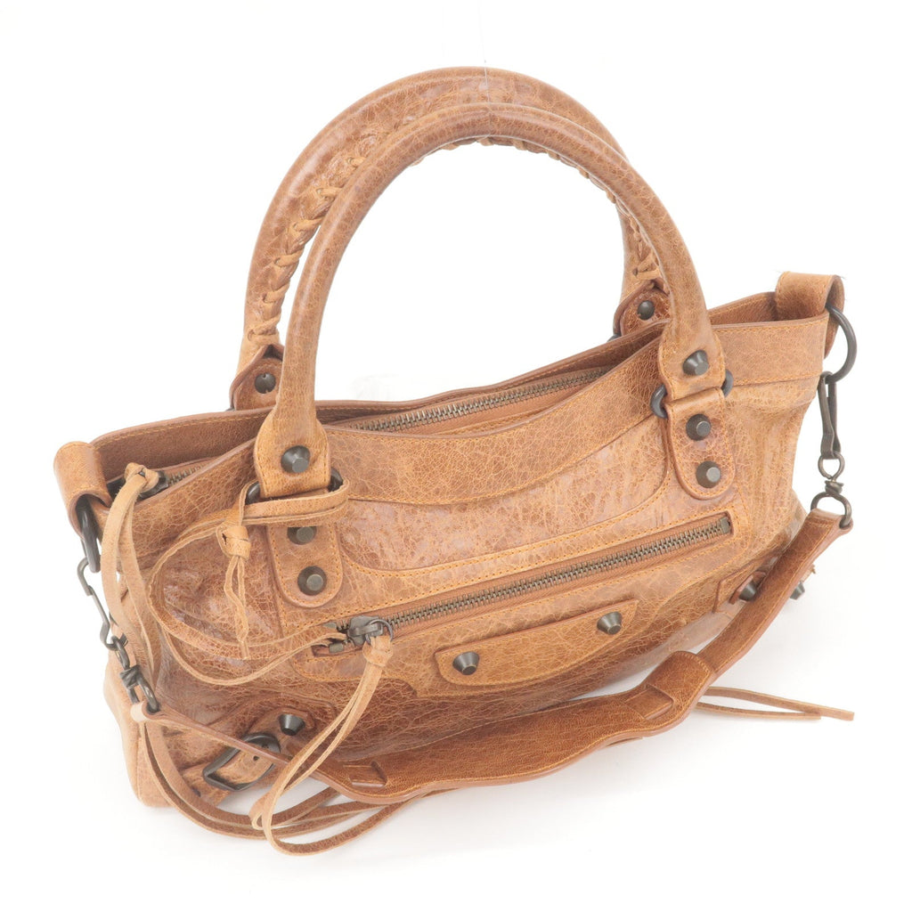 BALENCIAGA The First Leather 2Way Bag Hand Bag Brown 103208