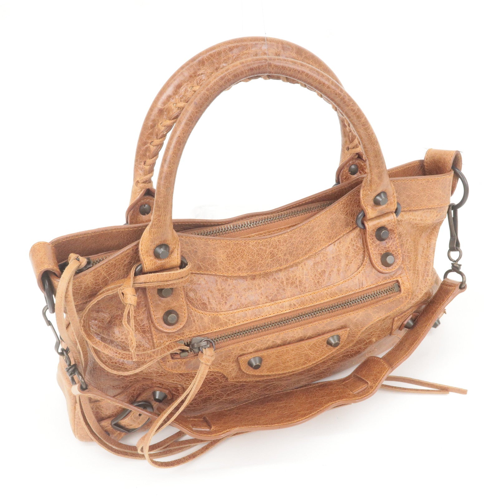 BALENCIAGA The First Leather 2Way Bag Hand Bag Brown 103208