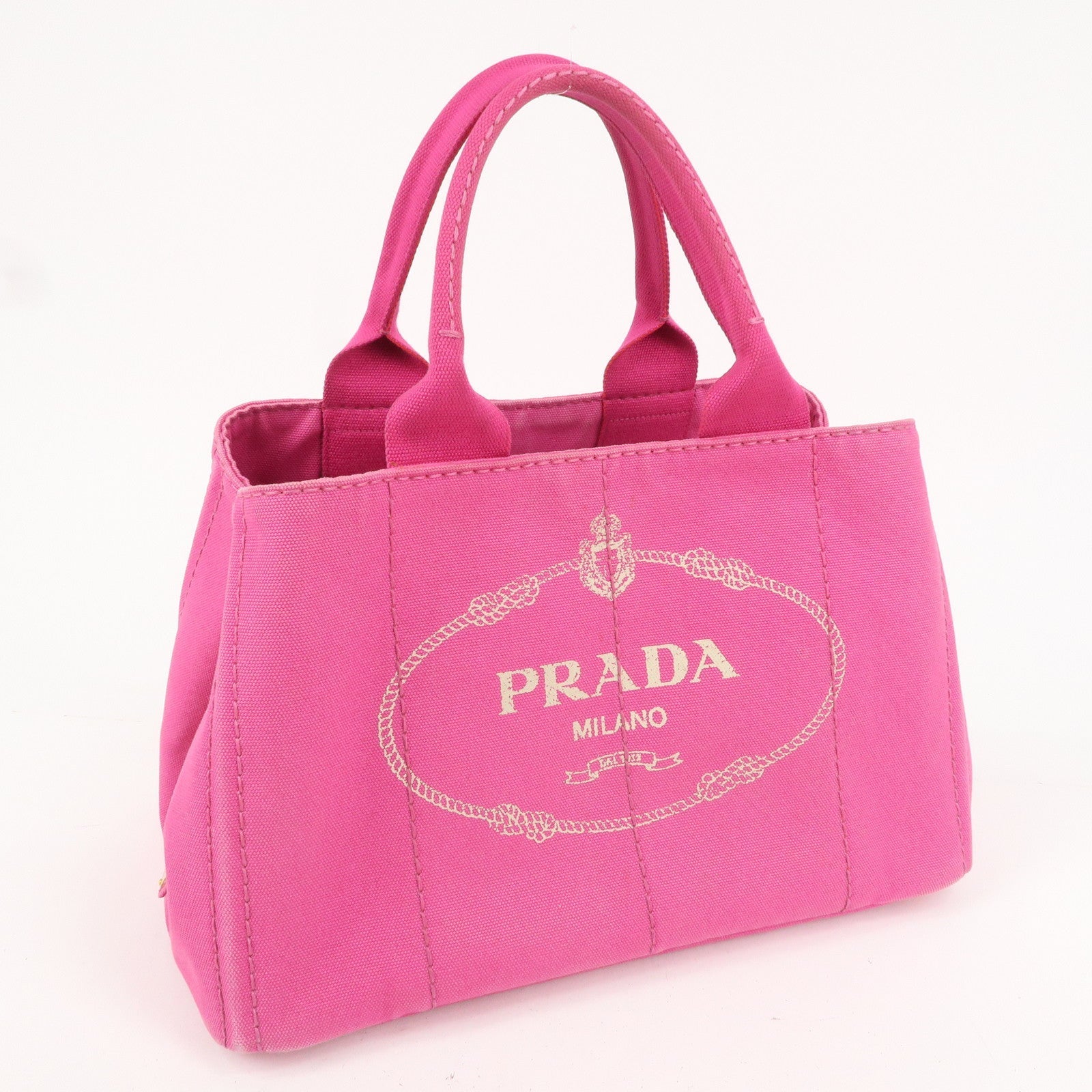 PRADA Canapa Canvas Tote Bag Hand Bag Pink BN1877