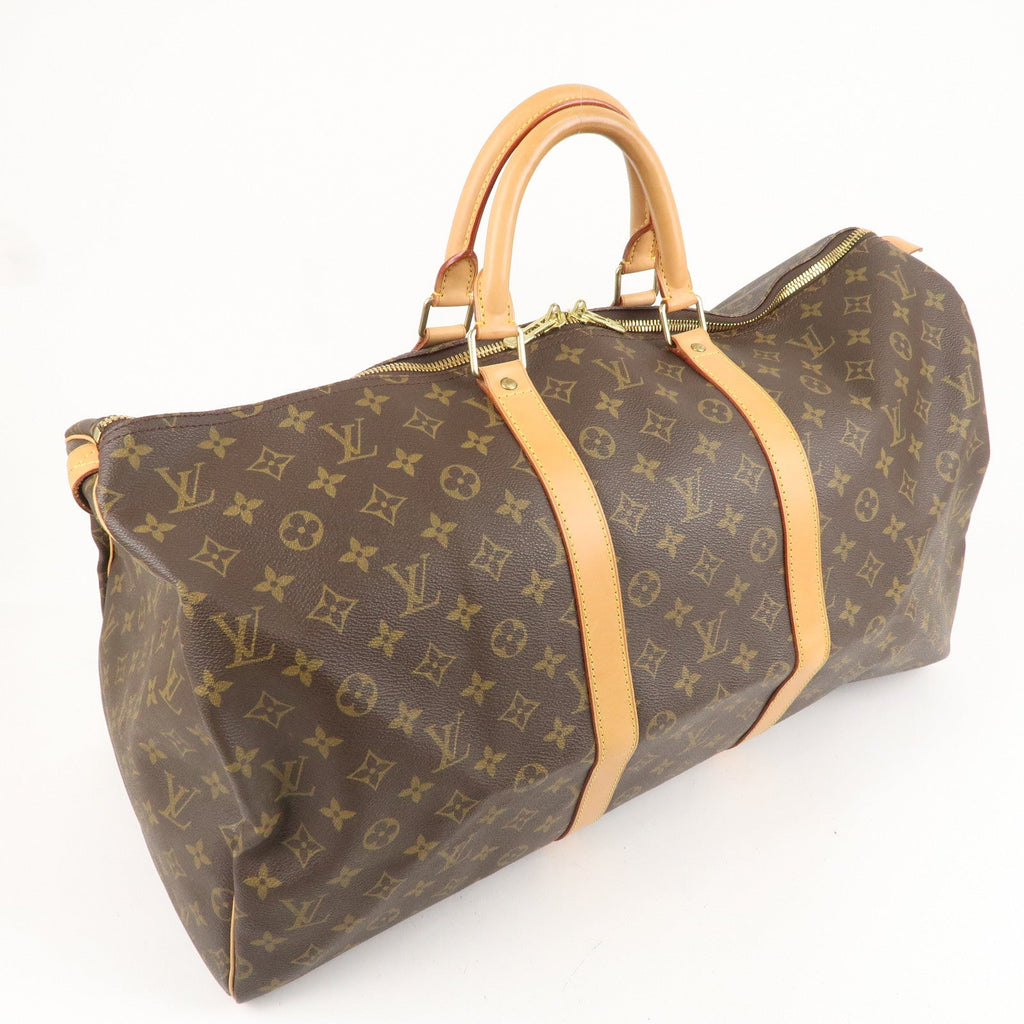 AuthenticLouis Vuitton Monogram Keep All 55 Boston Bag Brown M41424