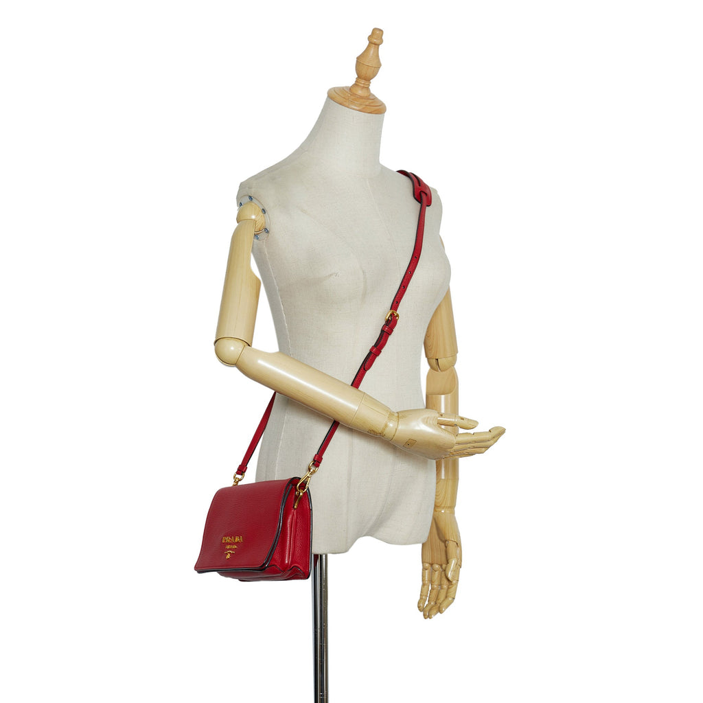 PRADA Vitello Daino Small Flap Crossbody Bag