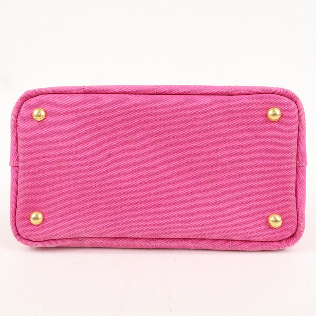 PRADA Canapa Mini Canvas Tote Bag Hand Bag Pink BN2439
